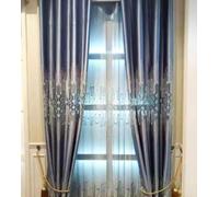 Stfery Tende blu semitrasparenti per camera da letto, set da 2 ganci per tende classiche ricamate, per cameretta dei bambini, soggiorno, 107 x 147 cm x 1 pezzo