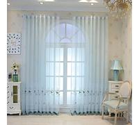 Stfery Tende con occhielli per camera da letto, semitrasparenti, blu, 2 pezzi, in voile, classiche, ricamate, con occhielli, per cameretta dei bambini, soggiorno, 137 x 229 cm x 1 pezzo