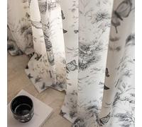 Stfery Tende con occhielli per camera dei ragazzi, semitrasparenti, bianco, grigio, tenda Francais, motivo farfalla, soggiorno, camera da letto, set da 2 pezzi, larghezza 107 x altezza 214 cm x 1