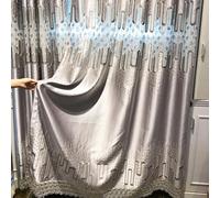 Stfery Tende grigie semitrasparenti per camera da letto, 2 ganci per tende classiche, ricamate, per cameretta dei bambini, soggiorno, 150 x 270 cm x 1 pezzo