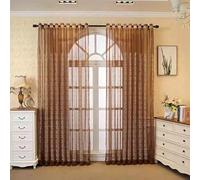 Stfery Tende marrone semitrasparenti con occhielli per camera da letto, set da 2 tende in tulle, classiche, ricamate, foglie, per cameretta dei bambini, soggiorno, 132 x 244 cm x 1 pezzo