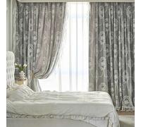 Stfery Tende oscuranti per camera dei ragazzi, grigio, ganci per tende Francais, doppio strato, ricamo, per camera da letto, soggiorno, set da 2 pezzi, larghezza 132 x altezza 274 cm x 1 pezzo