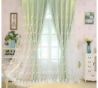 Stfery Tende oscuranti per soggiorno, verde chiaro con occhielli, set da 2 pezzi, classica a doppio strato, ricamata, in tulle, per cameretta dei bambini, camera da letto, larghezza 86 x altezza 183