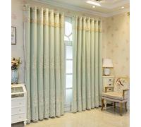 Stfery Tende oscuranti per soggiorno, verde con occhielli, 2 pezzi, classica a doppio strato di garza ricamata, per camera da letto, cameretta dei bambini, 107 x 160 cm x 1 pezzo