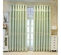 Stfery Tende oscuranti verde con occhielli per camera da letto, set da 2 tende in tessuto classico doppio strato di garza ricamata, tenda con occhielli per soggiorno e cameretta dei bambini, larghezza
