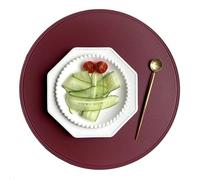 Stfery Tovaglietta Colazione 6 Piece Tovaglia Rotonda Pelle Pvc Rosso Tovaglietta Colazione Antiscivolo 38x38CM