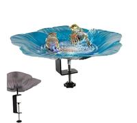 STGBCST Abbeveratoio per uccelli in piedi blu - 32 x 32 x 5 cm - Abbeveratoio da giardino - per esterni, balcone e soluzione resistente al gelo e all'inverno - in metallo - Un ottimo regalo per gli