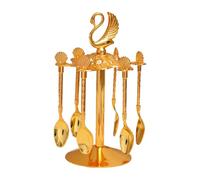 STGBCST Schwan - Set di posate da dessert in metallo, 2 pezzi, con cucchiaino da caffè (16,5 x 10 x 7 cm, 222 g), elegante decorazione da tavolo e regalo di alta qualità, posate da cigno (oro)