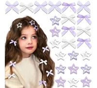 STGDAK 24 mini fiocchi per capelli per donne ragazze carino stella clip per capelli fiocco fiocco kawaii stella snap barrettes plaid piccolo fiocco coccodrillo clip nastri viola fiocco barrette raso