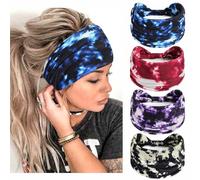 STGDAK Fasce per capelli bohémien da donna, alla moda, larga, bandana, elastica, per yoga, corsa, sport, annodato, antiscivolo, accessori per capelli per donne e ragazze, 4 pezzi