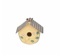 Stgfyxgs Casetta Uccelli in Uccellini Nido Mangatoia Rifugio Design Decorativo con Rilievi Floreali E Uccellino in Cima Struttura per Resistenza Alle, Giallo