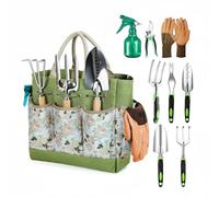 Stgfyxgs Set Attrezzi da Giardinaggio Kit Attrezzi Mano Trapiantatore Rastrello Sarchiello Diserbatrice con Acciaio Inossidabile Durevole Manici Comodi in, Aluminum Alloy 9PCS