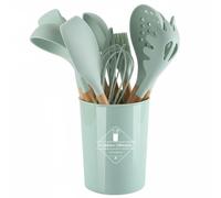 Stgfyxgs Silicone Kitchen Utensil Set Set Strumenti da Cucina Spatole Mestoli Pennello con Bicchiere Portautensili in Silicone Morbido Che Non Rovina le, Light Green