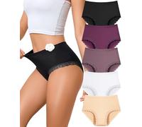 Sth Big Mutande Donna Cotone Vita Alta Slip Cotone Vita Alta con Decorazione in Pizzo Intimo Donna Comodo e Morbido Mutandine Elastiche Set Multipack (M)
