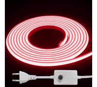 STHomedeco Striscia LED COB 220V - Impermeabile IP65, Dimmerabile con Interruttore, per Cucina e Esterno (Rosso, 4m)