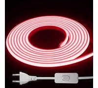 STHomedeco Tira LED COB - Striscia Adesive 220v Da Interno Esterno Impermeabile, Alta Luminosità Striscia IP65, Strip LED per Commerciale, Camera da letto (Rosso, 5M)