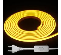 STHomedeco Tira LED COB - Striscia Adesive 220v Da Interno Esterno Impermeabile, Alta LuminositÃ Striscia IP65, Strip LED per Commerciale, Camera da letto (Giallo, 4M)