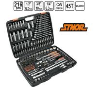 STHOR Valigetta Attrezzi Set 216tlg Raschietti Chiavi 1/4 " 1/2 " 3/8 "