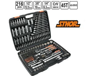 STHOR Valigetta Attrezzi Set 216tlg Raschietti Chiavi 1/4 " 1/2 " 3/8 "