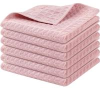 Sthrucrack Confezione da 6 strofinacci da cucina a nido d'ape, ultra morbidi, assorbenti, ad asciugatura rapida, 30 x 30 cm (rosa)