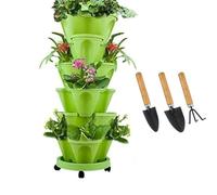 Sthrucrack Fioriera impilabile, giardino verticale a torre, set di fioriere verticali utilizzate per fragole, erbe aromatiche e fiori (Verde, 6 livelli)