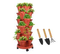 Sthrucrack Fioriera impilabile, giardino verticale a torre, set di fioriere verticali utilizzate per fragole, erbe aromatiche e fiori (Terracotta, 6 livelli)