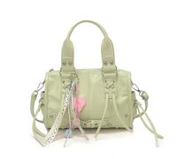 Stí· Borsa tote rosa in pelle sintetica con borchie, per viaggi, vita | Moto Style - Borsa a tracolla da donna, con ciondolo decorativo