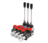 STI Distributore oleodinamico per trattori / escavatori PTN G1/2 AB G3/8 3 leve: P40 Distributore Idraulico a doppio effetto con ritorno a molla, Portata 40 L/min, Pressione massima 200 bar