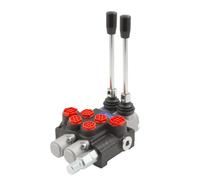 STI Distributore oleodinamico per trattori/escavatori PTN G1/2 AB G3/8 2 leve: P40 Distributore Idraulico a doppio effetto con ritorno a molla, Portata 40 L/min, Pressione massima 200 bar