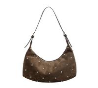 Stí· Dumpling Borsa a tracolla casual da donna di grande capacità alla moda | Borsa quotidiana con cinturino regolabile con accento rivetto minimalista, ampio scomparto