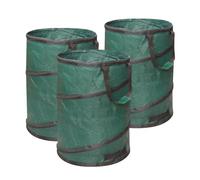 STI Kit 3 x 120 Lt Pezzi Sacco POPUP Automatico Giardinaggio Rifiuti Giardino Professionale Antistrappo con Manici Ripiegabile Polietilene 100gr/mq