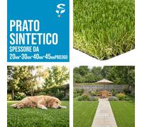 STI Prato Sintetico 40mm Finta Erba Tappeto Manto Giardino Pet Cane Gatto 4 Sfumature Colore Taglio 1x2mt