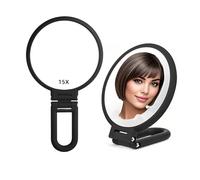Stianiiie 1X 15X Specchio portatile con maniglia per viaggi, specchio ingranditore, maniglia regolabile in rotazione, piegatura su entrambi i lati, Tavolo da viaggio di trucco da barba