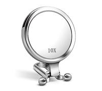 Stianiiie Specchio tascabile 1X 10X con manico per viaggio,specchio ingranditore,ingrandimento,manico regolabile rotante,doppio lato pieghevole,specchio per donne per il trucco degli occhi in viaggio