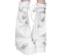 Stibtmr Leggings da donna | Calze a farfalla con catena punk | Calze punk larghe al ginocchio - per l'inverno autunno Natale Halloween Cosplay festa all'aperto ragazze, bianco, Se référer au