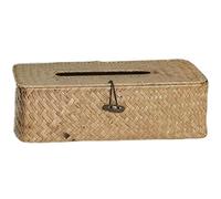 Stibzeup Coperchio Scatola di Tessuto, Copertura della Scatola tissutale rettangolo 11x5x4 Pollici, Intrecciata di alghe con Coperchio di Lucchetto, Rattan per levanti per camere da Letto banchi da n