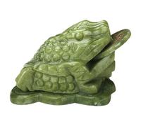 Stibzeup Rana Giada con Moneta in Bocca 4 x 3 x 3 Moneta a Tre Gambe Rana Naturale Money Feng Shui Figurine da Collezione per attrarre Auto da Ufficio e Decorazioni per la casa con in m