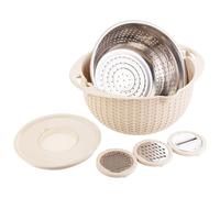Stibzeup Rondella di Frutta con Filtro e taglierina, Filtro di Riso in Acciaio Inossidabile Multifunzionale rotabile per Pasta, Frutta, Verdura, Riso Alimentare, rondella, Scarico, Lavaggio a Prua