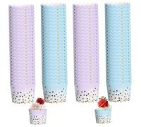 Stibzeup Tazze di Cupcake 100 Pezzi da 2, 8x2, 22, 2 Pollici Fodere per Cupcake di Carta con pio -Cottura di Viola e Blu con Rivestimento PE per Muffin, Dessert, Fodere, per Cottura