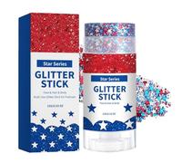Stick illuminante glitterato, , bianco e blu, 25, impermeabile, per il viso, per carnevale, concerti, festival, feste, giorno 'indipendenza e 4 luglio