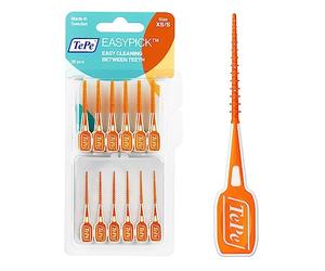 Stick interdentale TePe EasyPick, Arancione, ISO XS-S, 36pz, rimozione placca, pulizia interdentale efficace, stick interdentale duraturo per spazi stretti, contenitore tascabile incluso