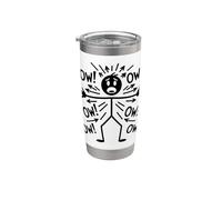 Stick Man Figura Dolore Espressione Umorismo Vecchio Ragazzo Dolore Bicchiere termico in acciaio inox doppia parete