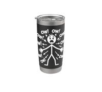 Stick Man Figura Dolore Espressione Umorismo Vecchio Ragazzo Dolore Bicchiere termico in acciaio inox doppia parete