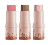 Stick Multifunzione 3 in 1: Bronzo, Correttore e Blush - Completo 3 Pezzi con Texture Leggera e a Prova di Sudore per Tutti i Tipi di Pelle, Definisce con Bagliore Naturale (A)