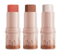 Stick Multifunzione 3 in 1: Bronzo, Correttore e Blush - Completo 3 Pezzi con Texture Leggera e a Prova di Sudore per Tutti i Tipi di Pelle, Definisce con Bagliore Naturale (C)