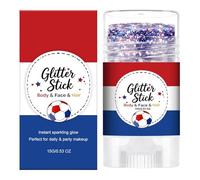 Stick patriottico glitterato - Cosmetici per il viso, glitter bianco e blu per capelli per bambini Adolescenti Adulti Celebratori Feste Festività Eventi Parata Festival musicale