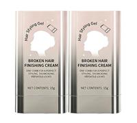 Stick portatile per rifinitura capelli - Gel-cera per lo styling (2Pcs) | Controllo dei capelli ribelli e dell'effetto crespo, pettine integrato, stick di cera per capelli da donna formula non grassa