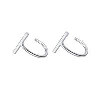 Stick T Bar Half Huggie Hoop Cuff Orecchini a perno in argento Sterling 925 piccoli e minimalisti mini cerchi cartilagine moda geometrica piercing per donne ragazze orecchie sensibili (oro bianco)
