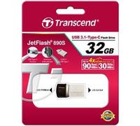 Transcend JetFlash 890 32GB USB Type-C / USB 3.1 Gen 1 Pennetta a Doppio Connettore USB OTG per Android TS32GJF890S