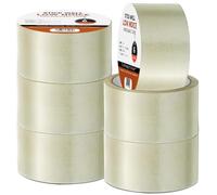 K-MART 6 rotoli di nastro adesivo per imballaggi - 48 mm x 66 m, silenzioso, forte adesivo, trasparente, per imballaggi di cartone, trasloco, ideale per dispenser di nastri (trasparente, 6)
